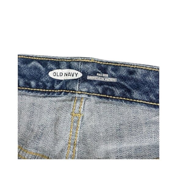 Womens Old Navy High-Rise Secret-Slim Pockets Shorts Sz 22 Cuffed Hem Denim Blue - Picture 3 of 5